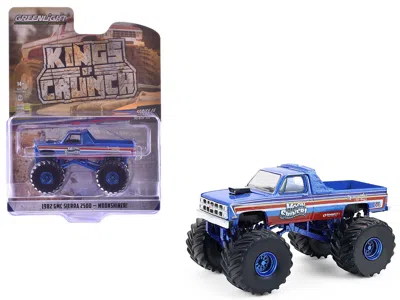 Greenlight 1982 Gmc Sierra 2500 Monster Truck "moonshiner!" Blue Metallic With Stripes "kings Of Crunch" Series