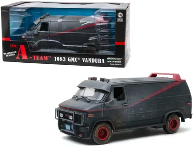 Greenlight 1983 Gmc Vandura Black Weathered Version With Bullet Holes "the A-team" (1983-1987) Tv Series 1/18 D