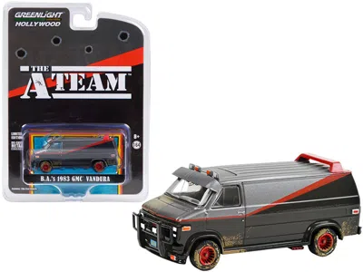 Greenlight 1983 Gmc Vandura Van (b. A.'s) Black And Silver With Red Stripe (dirty Version) "the A-team" (1983-1 In Multi