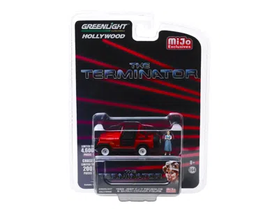 Greenlight 1983 Jeep Cj-7 Renegade Red With Sarah Connor Figure "the Terminator" (1984) Movie Limited Edition T