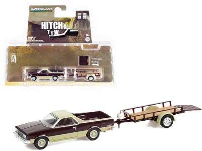 Greenlight 1984 Chevrolet El Camino Conquista Maroon Metallic And Beige With Utility Trailer "hitch & Tow" Seri