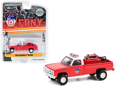 Greenlight 1986 Chevrolet M1008 Pickup Truck Red With White Top With Fire Equipment And Hose And Tank "fire Dep