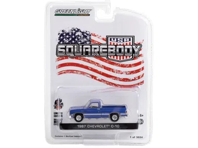 Greenlight 1987 Chevrolet C-10 Pickup Truck Blue "squarebody Usa" Limited Edition To 3024 Pieces Worldwide 1/64 In Multi
