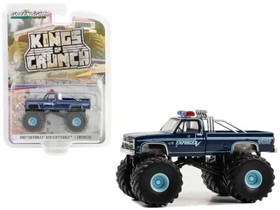 Greenlight 1987 Chevrolet K20 Scottsdale Monster Truck Dark Blue "enforcer" "kings Of Crunch" Series 14 1/64 Di