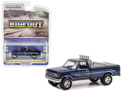 Greenlight 1987 Ford F-250 Xlt Lariat Pickup Truck Blue With Stripes And Blue Interior "bigfoot Cruiser #1" "ho