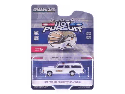 Greenlight 1988 Ford Ltd Crown Victoria Wagon "illinois State Police" White "hot Pursuit" Series 46 1/64 Diecas In Multi