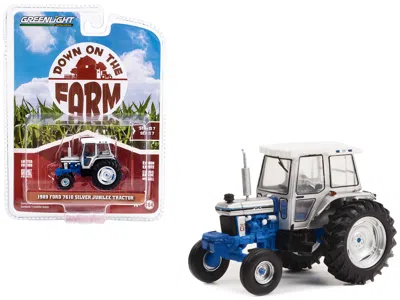 Greenlight 1989 Ford 7610 Silver Jubilee Tractor Silver And Blue With White Top "down On The Farm" Series 7 1/6