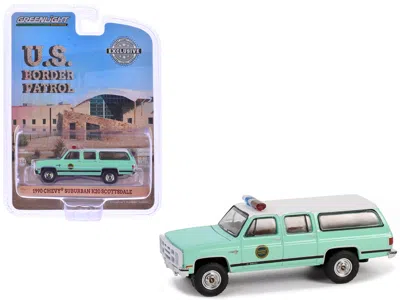 Greenlight 1990 Chevrolet Suburban K20 Scottsdale "united States Border Patrol" Light Green With White Top "hob