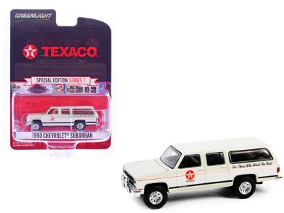 Greenlight 1990 Chevrolet Suburban "texaco" Cream And White "texaco Special Edition" Series 1 1/64 Diecast Mode