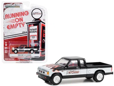 Greenlight 1990 Gmc S-15 Sierra Pickup Truck Black And White With Flames "flowtech Exhaust" "running On Empty"
