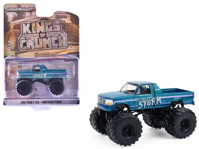 Greenlight 1993 Ford F-250 Monster Truck "northern Storm" Teal Metallic "kings Of Crunch" Series 16 1/64 Diecas In Blue