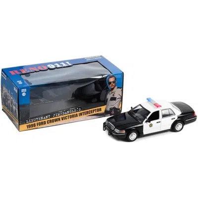 Greenlight 1998 Ford Crown Victoria Police Interceptor Black & White Reno Sheriffs Department Lieutenant Jim Da