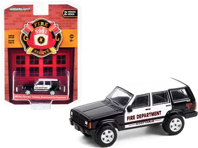 Greenlight 2000 Jeep Cherokee Black And White "scottdale Fire Department" (pennsylvania) "fire & Rescue" Series