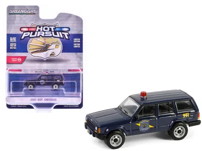 Greenlight 2001 Jeep Cherokee "michigan State Police" Dark Blue "hot Pursuit" Series 46 1/64 Diecast Model Car 