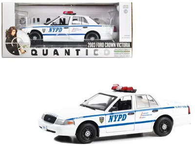 Greenlight 2003 Ford Crown Victoria Police Interceptor White "nypd (new York City Police Department)" "quantico