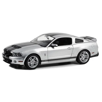 Greenlight 2011 Shelby Gt500 Ingot Silver Metallic With Black Stripes 1-18 Scale Diecast Model Car