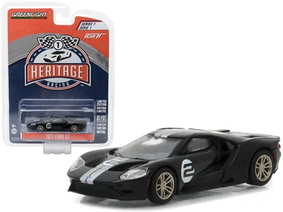 Greenlight 2017 Ford Gt Black #2 - Tribute To 1966 Ford Gt40 Mk Ii #2 Racing Heritage Series 1 1/64 Diecast Mod