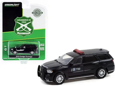 Greenlight 2018 Dodge Durango Police Car Matt Black "carabineros De Chile" "hobby Exclusive" 1/64 Diecast Model
