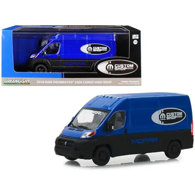 Greenlight 2018 Dodge Ram Promaster 2500 Cargo Van High Roof Blue & Black Mopar Custom Shop 1-43 Diecast Model