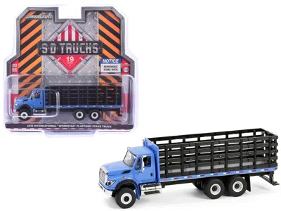 Greenlight 2018 International Workstar Platform Stake Truck Blue "s. D. Trucks" Series 19 1/64 Diecast Model Ca