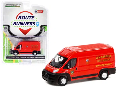 Greenlight 2018 Ram Promaster 2500 Cargo High Roof Van Red "anaheim Fire & Rescue Services Division" (californi