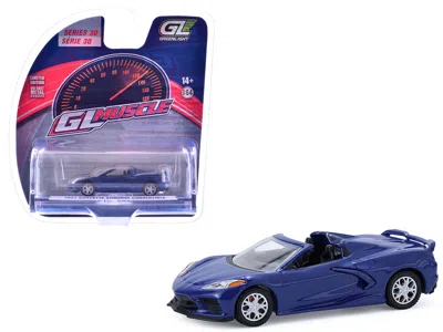 Greenlight 2021 Chevrolet Corvette Stingray Convertible Elkhart Lake Blue " Muscle" Series 30 1/64 Di
