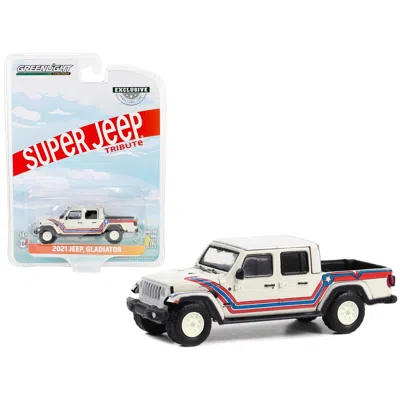 Greenlight 2021 Jeep Gladiator Pickup Truck Super Jeep Tribute With Stripes Hobby Exclusive Series 1-64 Scale D