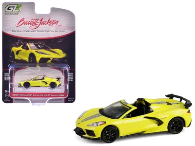 Greenlight 2022 Chevrolet Corvette C8.r Convertible Yellow With Silver Stripes "barrett-jackson" Series 15 1/64 In Multi