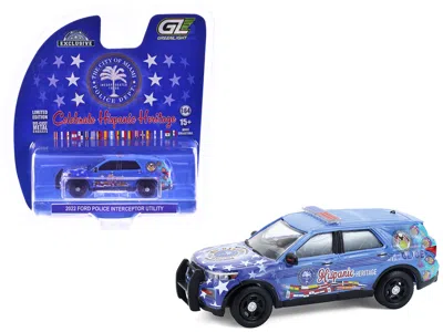 Greenlight 2022 Ford Police Interceptor Utility "miami Police Department Hispanic Heritage Month" Blue With Gra