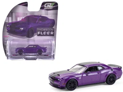 Greenlight 2023 Dodge Challenger Srt Hellcat Plum Crazy Metallic With Black Stripes "showroom Floor" Series 7 1 In Purple