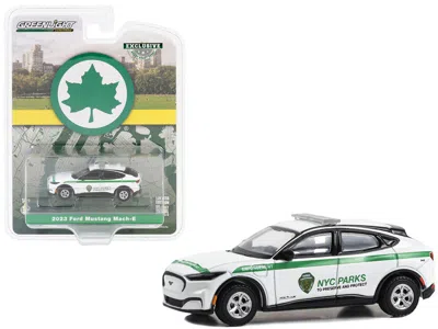 Greenlight 2023 Ford Mustang Mach-e White With Green Stripes "new York City Department Of Parks & Recreation" "