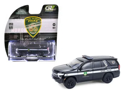 Greenlight 2024 Chevrolet Tahoe Police Pursuit Vehicle Dover Police 100th Anniversary Black/white Stripes Hobby In Blue