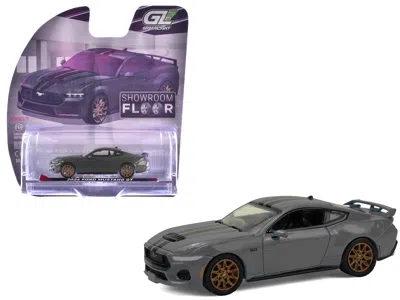 Greenlight 2024 Ford Mustang Gt Dark Matter Gray With Black And Red Stripes "showroom Floor" Series 7 1/64 Diec