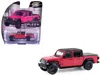 Greenlight 2024 Jeep Gladiator Pickup Truck Tuscadero Pink With Black Top "showroom Floor" Series 7 1/64 Diecas In Red