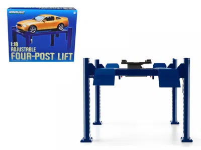 Greenlight Adjustable Four Post Lift Blue For 1/18 Scale Diecast Model Cars By