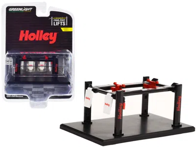 Greenlight Adjustable Four-post Lift "holley" Black "four-post Lifts" Series 4 1/64 Diecast Model By