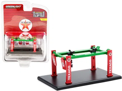 Greenlight Adjustable Four-post Lift "texaco" Red And Green "four-post Lifts" Series 2 1/64 Diecast Model By Gr