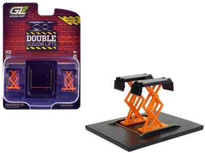 Greenlight Automotive Double Scissor Lift Black And Orange "double Scissor Lifts" Series 2 1/64 Diecast Model B