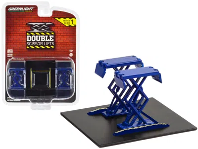 Greenlight Automotive Double Scissor Lift Blue "double Scissor Lifts" Series 1 1/64 Diecast Model By