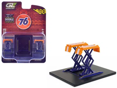Greenlight Automotive Double Scissor Lift "union 76" Orange And Blue "double Scissor Lifts" Series 2 1/64 Dieca