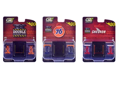 Greenlight Automotive "double Scissor Lifts" Series #2 Set Of 3 Pieces 1/64 Diecast Models By