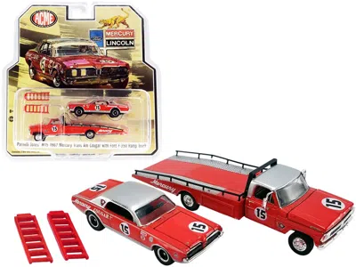 Greenlight Ford F-350 Ramp Truck With 1967 Mercury Trans Am Cougar #15 Parnelli Jones Red With Silver Top "acme