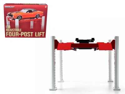 Greenlight Four Post Lift Red For 1/18 Scale Diecast Model Cars By