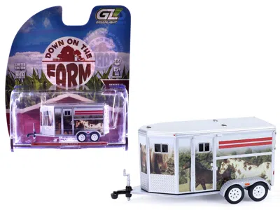 Greenlight Horse Trailer Silver With Custom Horse Wrap "down On The Farm" Series 11 1/64 Diecast Model By Green