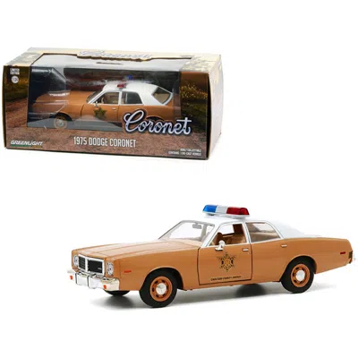 Greenlight Top Choctaw County Sheriff 1 By 24 Diecast Model Car For 1975 Dodge Coronet Brown & White