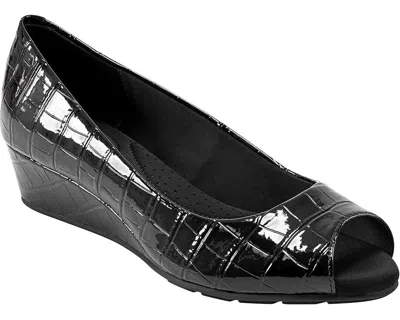 Greenline Gear Bandolino Candra Pump Women's 8 Black Peep Toe Wedge Heel Slip-on Shoes Zpo999 (black,8)