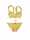 Greenline Gear Ralph Lauren Polo Womens 2 Piece Bikini Swimsuit Yellow New (l) Rc125 In Yellow