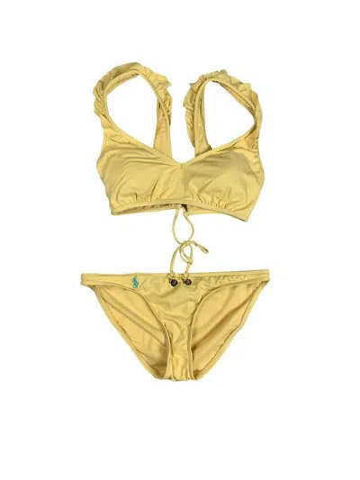Greenline Gear Ralph Lauren Polo Womens 2 Piece Bikini Swimsuit Yellow New (l) Rc125 In Yellow