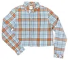 Greenline Gear Vans Womens Box Car Ii Button Up Crop Flannel Shirt Lt Blue 8445-014_ltblu New (regular,l) Va29 In Multi