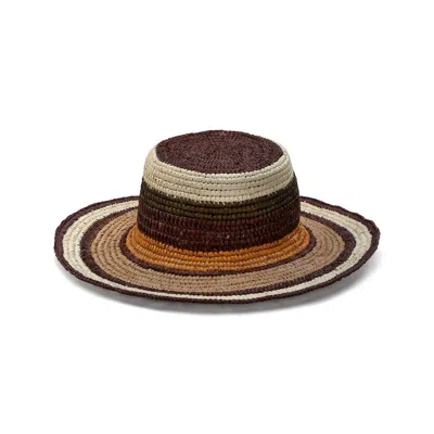 Greenpacha Women's Topanga Straw Hat In Natural Red Stripe In Multi